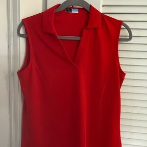 Red Sleeveless Collared Top